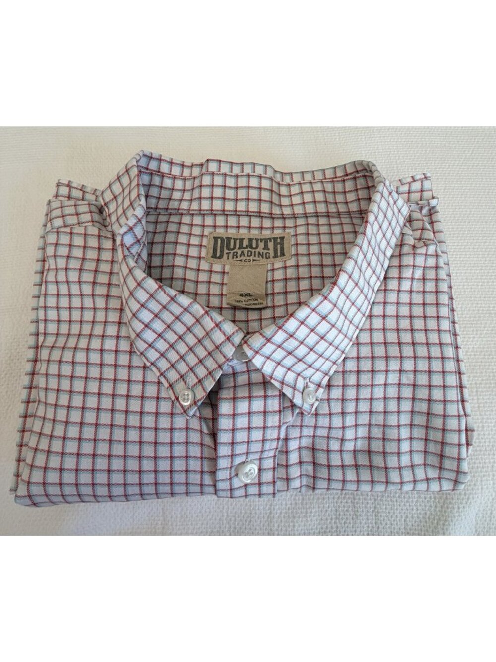 Duluth Trading Co Mens 4XL Button Down Short Sleeve Checked Red & Aqua Casual